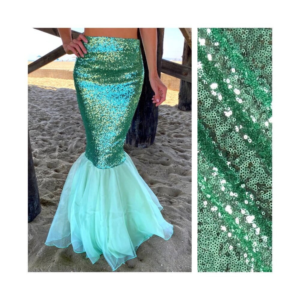 NEW Aqua Blue Sequin mermaid tail Halloween Cosplay